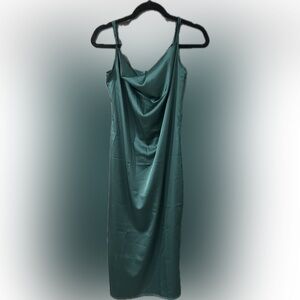 Green silky dress